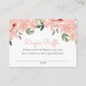 Roze Bloemen Baby shower Luier Raffle Ticket Informatiekaartje (Voorkant)