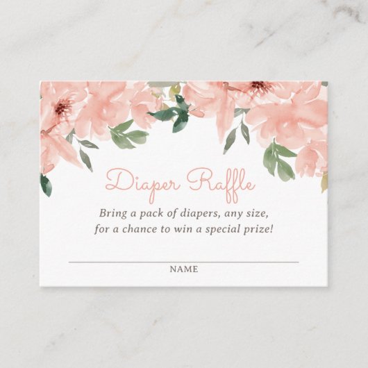 Roze Bloemen Baby shower Luier Raffle Ticket Informatiekaartje (Voorkant)