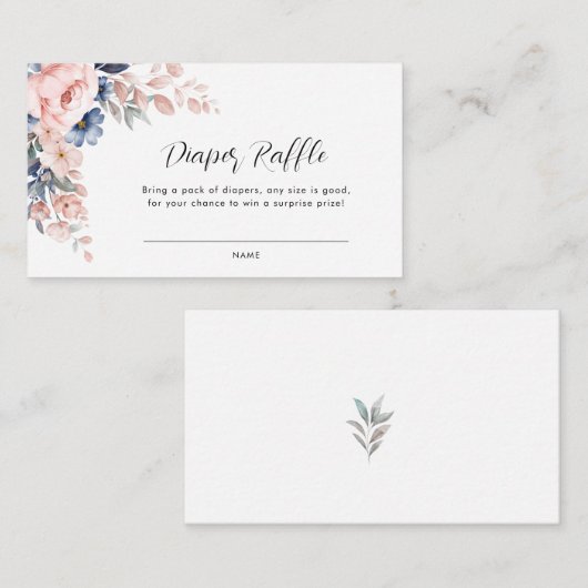 Roze Bloemen Baby shower Luier Raffle Tickets Informatiekaartje (Voorkant / Achterkant)