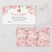 Roze bloemen baby shower luier verloting kaarten (Voorkant / Achterkant)