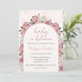 Roze Bloemen Baby shower Meisje Baby in Bloom Kaart (Staand voorkant)