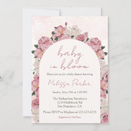 Roze Bloemen Baby shower Meisje Baby in Bloom Kaart