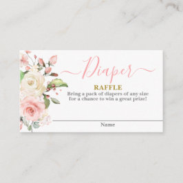 Roze Bloemen baby shower meisje Luier Raffle Kaart
