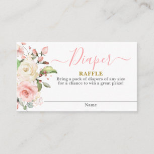 Roze Bloemen baby shower meisje Luier Raffle Kaart