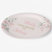 Roze Bloemen Baby shower Meisje Papieren Bordje (Gekanteld)