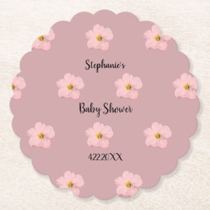 Roze Bloemen Baby shower Petunia Patroon Artsy 202 Kartonnen Onderzetters