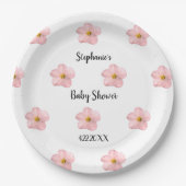 Roze Bloemen Baby shower Petunia Patroon Artsy Sch Papieren Bordje (Voorkant)