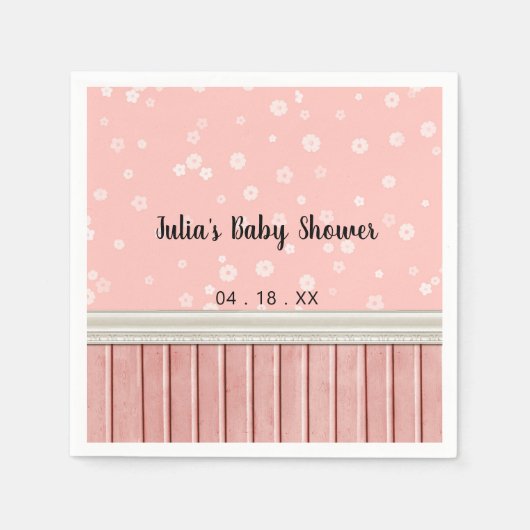 Roze bloemen Baby shower Servet (Voorkant)