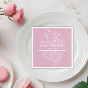 Roze Bloemen  Baby shower Servet