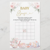 Roze Bloemen Baby shower Tea Party Baby Bingogame (Voorkant)