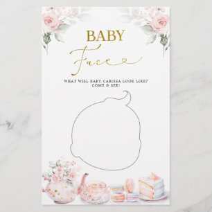 Roze Bloemen Baby shower Tea Party Baby Gezicht