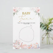 Roze Bloemen Baby shower Tea Party Baby Gezicht (Staand voorkant)