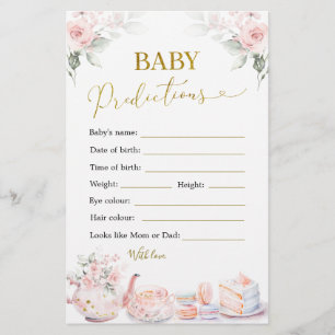 Roze Bloemen Baby shower Tea Party Baby Voorspelli