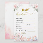Roze Bloemen Baby shower Tea Party Baby Voorspelli (Voorkant / Achterkant)