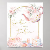 Roze Bloemen Baby shower Tea Party Sweets & Treats Poster (Voorkant)