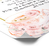 Roze Bloemen Baby shower Thee Late Night Luier Poster (Hoek)