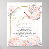 Roze Bloemen Baby shower Thee Late Night Luier Poster (Voorkant)