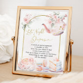 Roze Bloemen Baby shower Thee Late Night Luier Poster