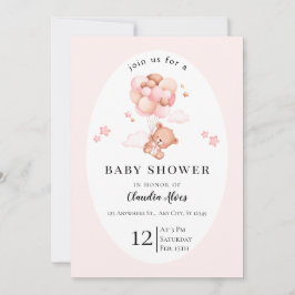 Roze Bloemen Baby Shower Uitnodiging