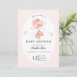 Roze Bloemen Baby Shower Uitnodiging