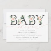 Roze Bloemen Baby Shower Uitnodiging (Voorkant)