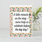 Roze Bloemen Baby shower Uitnodiging | "Kleine Mir (Staand voorkant)