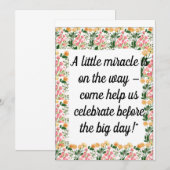 Roze Bloemen Baby shower Uitnodiging | "Kleine Mir (Voorkant / Achterkant)