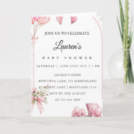 Roze bloemen baby shower uitnodiging | Meisje baby