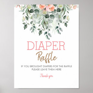 Roze bloemen Baby shower Volledig teken Poster