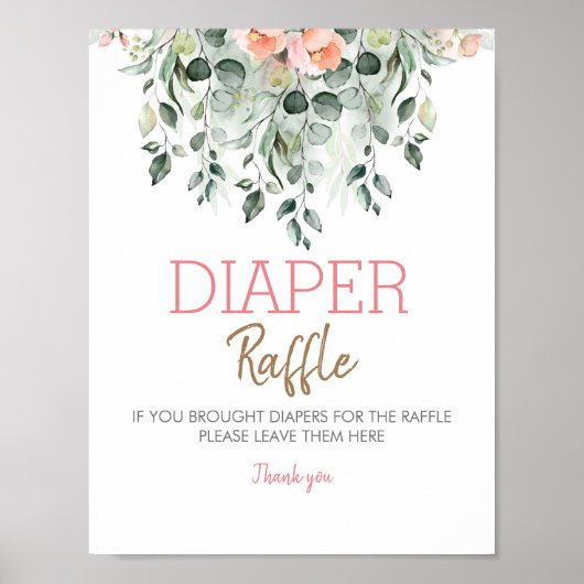 Roze bloemen Baby shower Volledig  teken Poster (Voorkant)