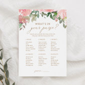 Roze Bloemen Baby shower Wat zit er in je tas spel Kaart