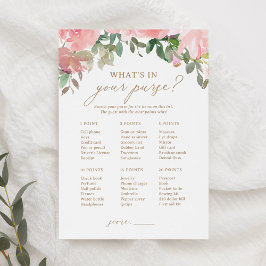 Roze Bloemen Baby shower Wat zit er in je tas spel Kaart