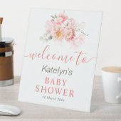 Roze Bloemen baby shower Welkomstbord Reclamebord Met Voetstuk (Insitu)