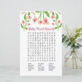 Roze bloemen Baby shower Word Search Game (Staand voorkant)