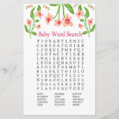 Roze bloemen Baby shower Word Search Game (Voorkant)