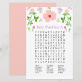 Roze bloemen Baby shower Word Search Game (Voorkant / Achterkant)