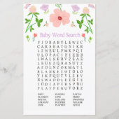Roze bloemen Baby shower Word Search Game (Voorkant)