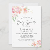 Roze Bloemen Baby Sprinkle Waterverf Kaart (Voorkant)