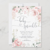 Roze Bloemen Baby Sprinkle, Waterverf pioenroos Ba Kaart (Voorkant)