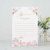 Roze Bloemen Baby Tea Party Advies voor Ouders (Staand voorkant)
