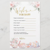 Roze Bloemen Baby Tea Party Wensen voor Baby (Voorkant)