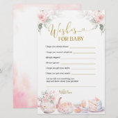 Roze Bloemen Baby Tea Party Wensen voor Baby (Voorkant / Achterkant)