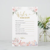 Roze Bloemen Baby Tea Party Wensen voor Baby (Staand voorkant)