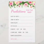 Roze Bloemen Baby Voorspelling Kaart Baby shower s (Voorkant)
