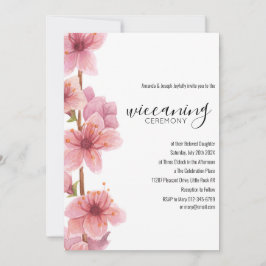 Roze Bloemen Baby Wiccaning Ceremonie Kaart