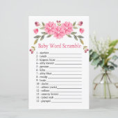 Roze bloemen Baby word scramble game (Staand voorkant)