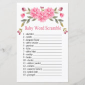 Roze bloemen Baby word scramble game (Voorkant)
