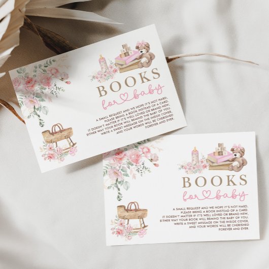 Roze Bloemen Babykleding Boeken voor Baby Meisje Informatiekaartje