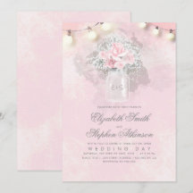 Roze Bloemen Baby's Breath Mason Jar Rustiek Huwel