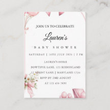 Roze bloemen babyshower uitnodiging poster